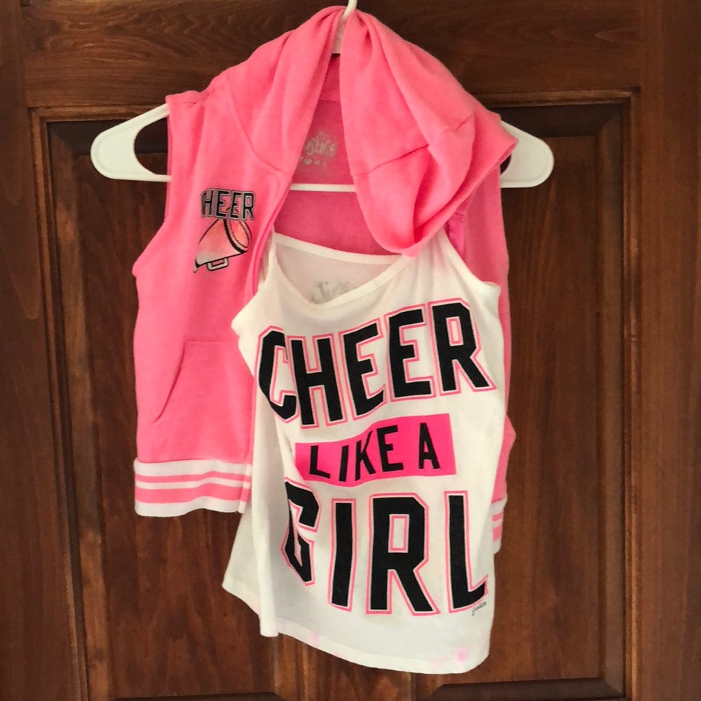 Size 8 girls Justice cheer sweatshirt and tank top